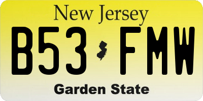 NJ license plate B53FMW