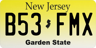 NJ license plate B53FMX