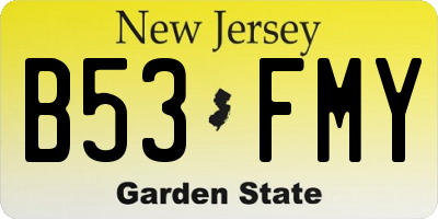 NJ license plate B53FMY