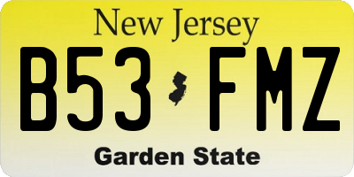 NJ license plate B53FMZ