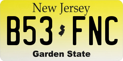 NJ license plate B53FNC