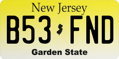 NJ license plate B53FND