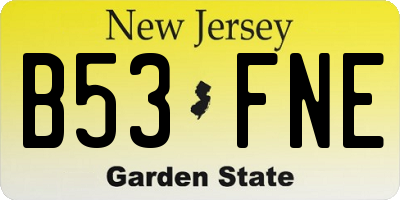 NJ license plate B53FNE
