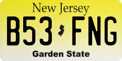 NJ license plate B53FNG