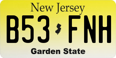 NJ license plate B53FNH