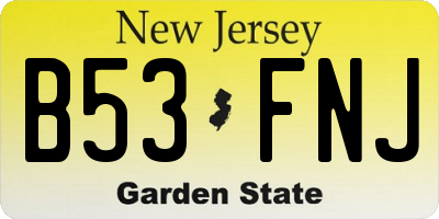 NJ license plate B53FNJ