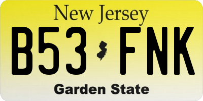 NJ license plate B53FNK