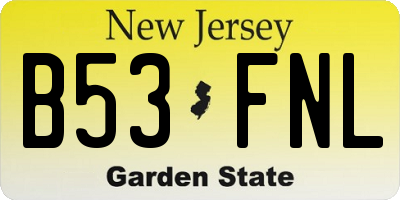 NJ license plate B53FNL