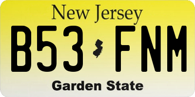 NJ license plate B53FNM