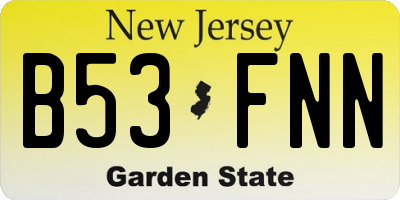 NJ license plate B53FNN
