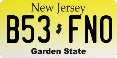 NJ license plate B53FNO