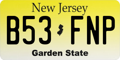 NJ license plate B53FNP