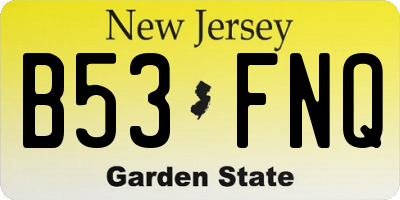 NJ license plate B53FNQ