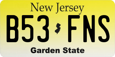 NJ license plate B53FNS