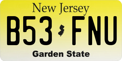 NJ license plate B53FNU
