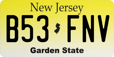 NJ license plate B53FNV