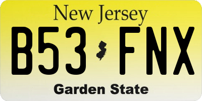 NJ license plate B53FNX