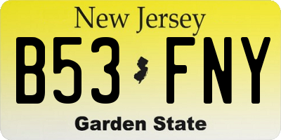 NJ license plate B53FNY