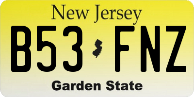 NJ license plate B53FNZ