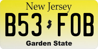 NJ license plate B53FOB