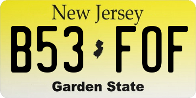 NJ license plate B53FOF