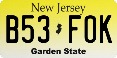 NJ license plate B53FOK