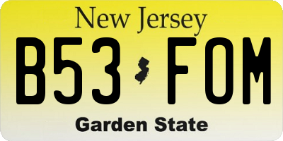 NJ license plate B53FOM