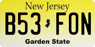 NJ license plate B53FON
