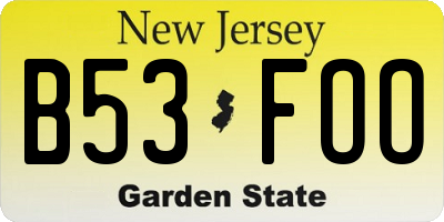 NJ license plate B53FOO