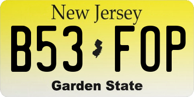 NJ license plate B53FOP