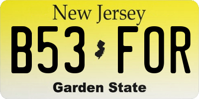 NJ license plate B53FOR