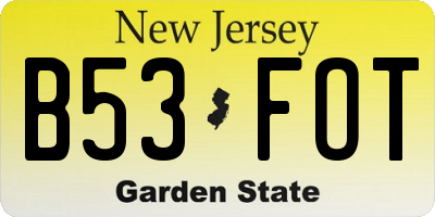NJ license plate B53FOT