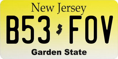 NJ license plate B53FOV