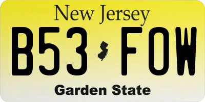 NJ license plate B53FOW