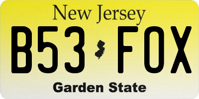 NJ license plate B53FOX
