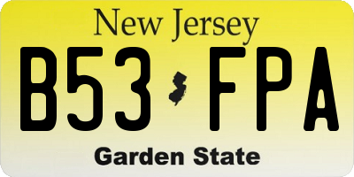 NJ license plate B53FPA