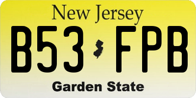 NJ license plate B53FPB