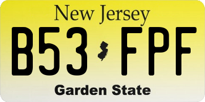 NJ license plate B53FPF