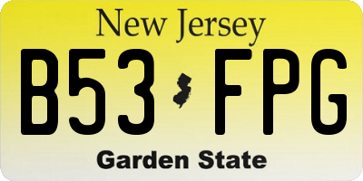 NJ license plate B53FPG