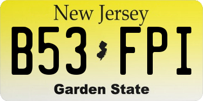 NJ license plate B53FPI