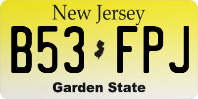 NJ license plate B53FPJ