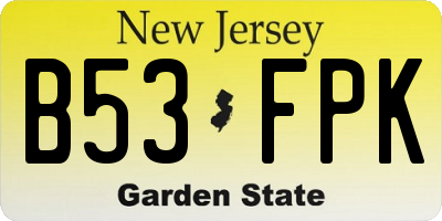 NJ license plate B53FPK