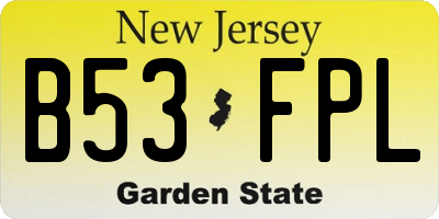 NJ license plate B53FPL