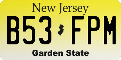 NJ license plate B53FPM