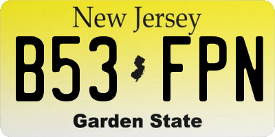 NJ license plate B53FPN