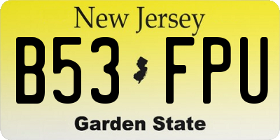 NJ license plate B53FPU