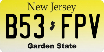 NJ license plate B53FPV