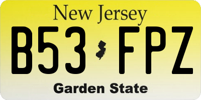 NJ license plate B53FPZ