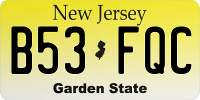 NJ license plate B53FQC