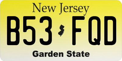 NJ license plate B53FQD